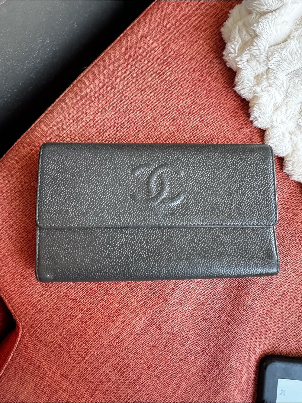 Chanel Caviar CC Long Flap Wallet | Black | Silver Hardware